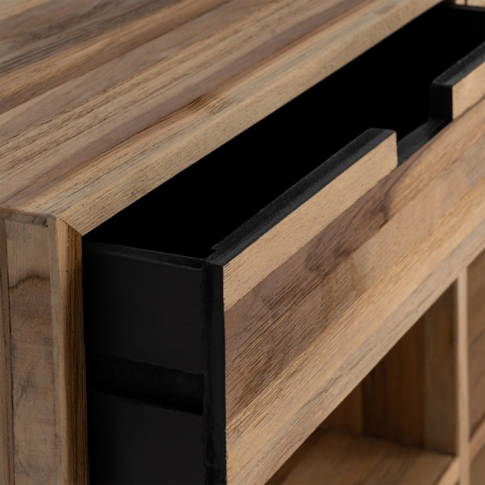 Comodă TV din lemn reciclat de tec maro cu 3 sertare si 6 compartimente 140x30x55 cm [7]