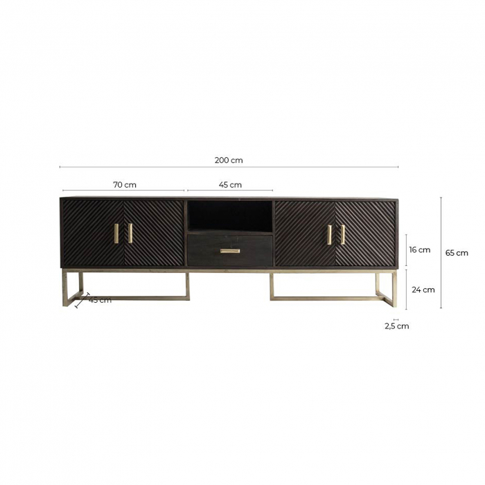 Comoda TV Art Deco metal maro auriu|Comode TV elegante [8]