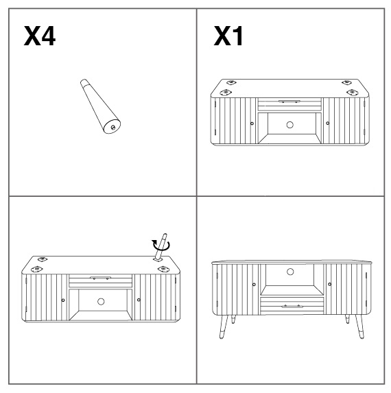 Comoda TV eleganta cu depozitare alba si aurie CreativDeco [11]