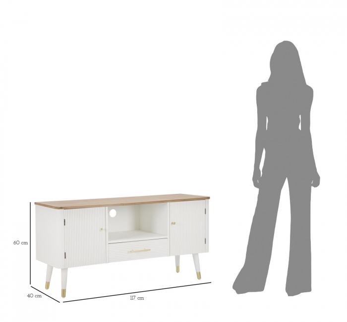 Comoda TV eleganta cu depozitare alba si aurie CreativDeco [10]
