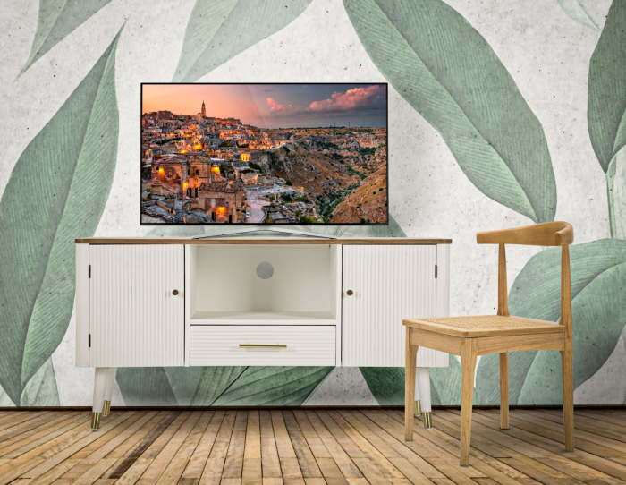 Comoda TV eleganta cu depozitare alba si aurie CreativDeco [2]
