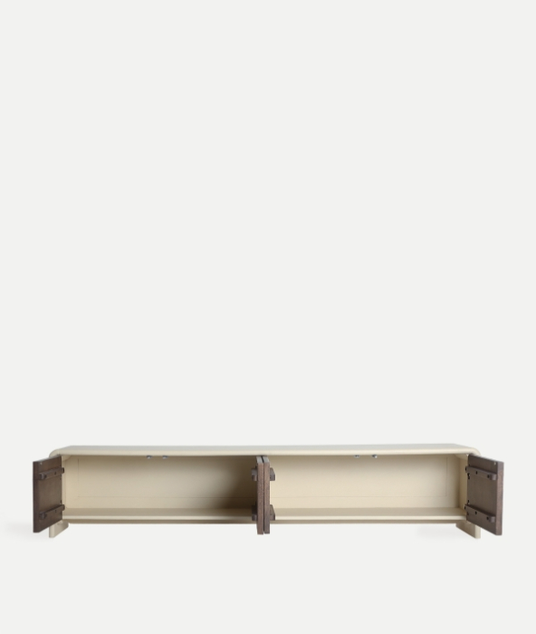 Comodă TV joasă din lemn de mango maro cu 4 uși [3]