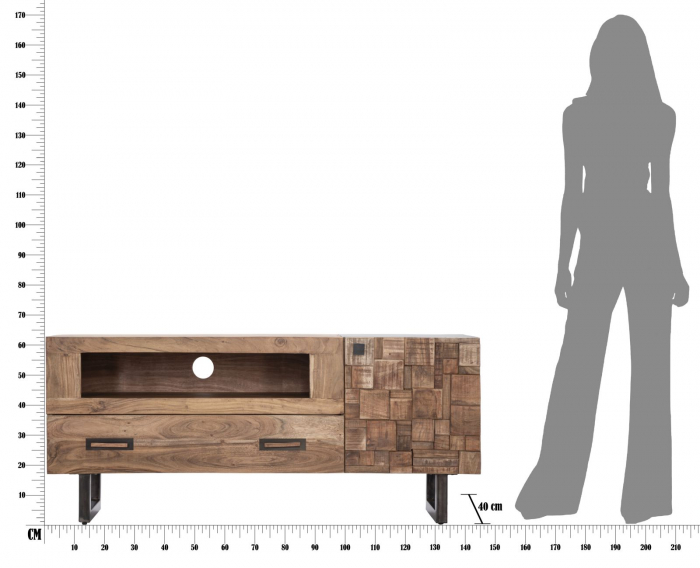 Comoda TV lemn masiv cu spatiu generos | Design multifunctional CreativDeco [9]