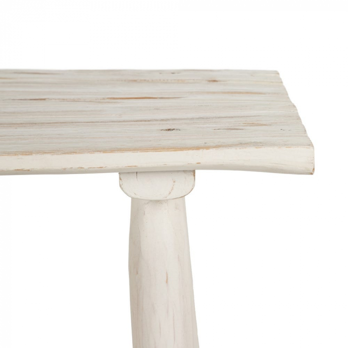 Consolă rustică din tec sculptat manual – alb antichizat, stil japandi-boho [5]