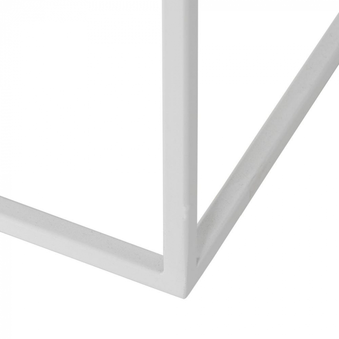 Consolă albă cu blat lemn și raft din sticlă – design modern aerisit [9]