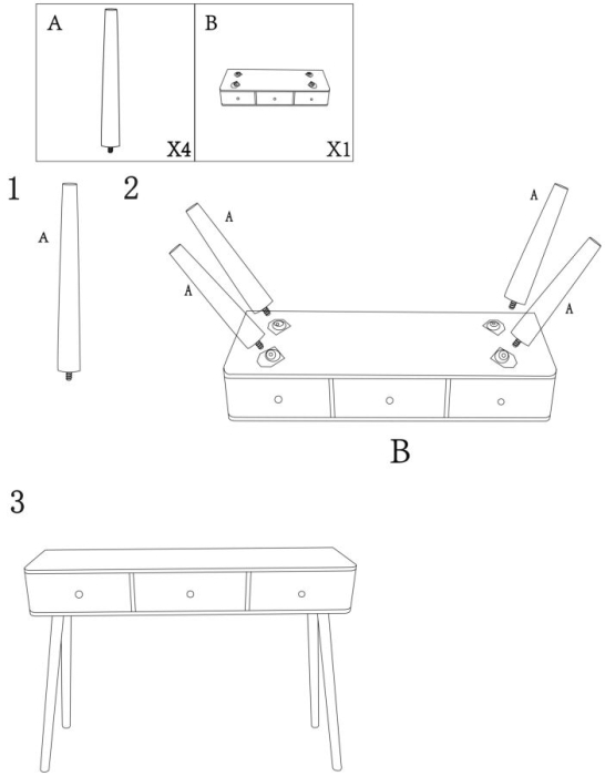 Consolă albă din lemn de pin și MDF cu trei sertare texturate design modern [10]