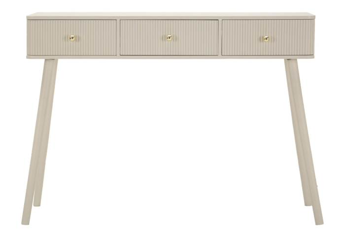 Consolă albă din lemn de pin și MDF cu trei sertare texturate design modern [3]