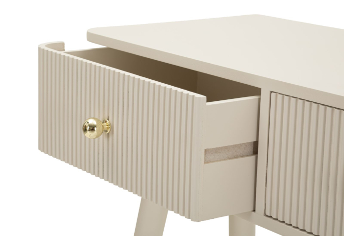 Consolă albă din lemn de pin și MDF cu trei sertare texturate design modern [7]