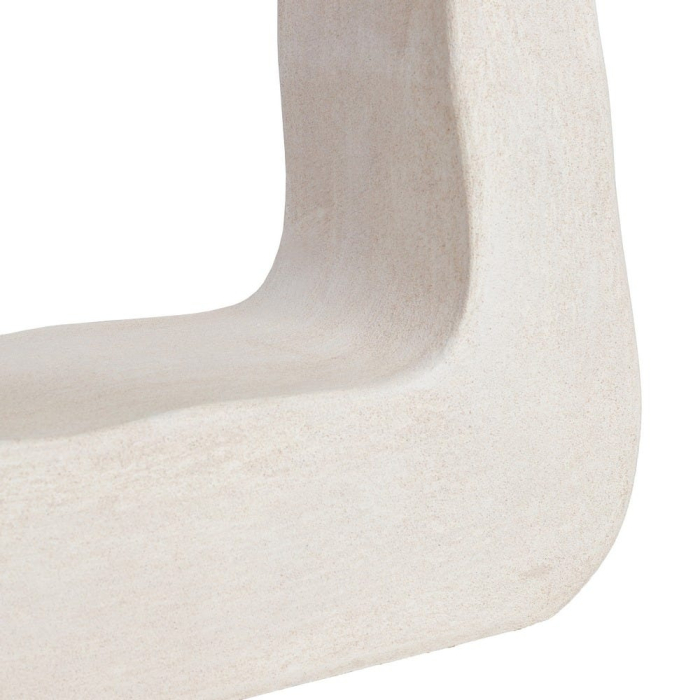 Consolă albă din MDF cu formă sculpturală Wilma – vedere frontală, bază decupată, blat subțire. [5]