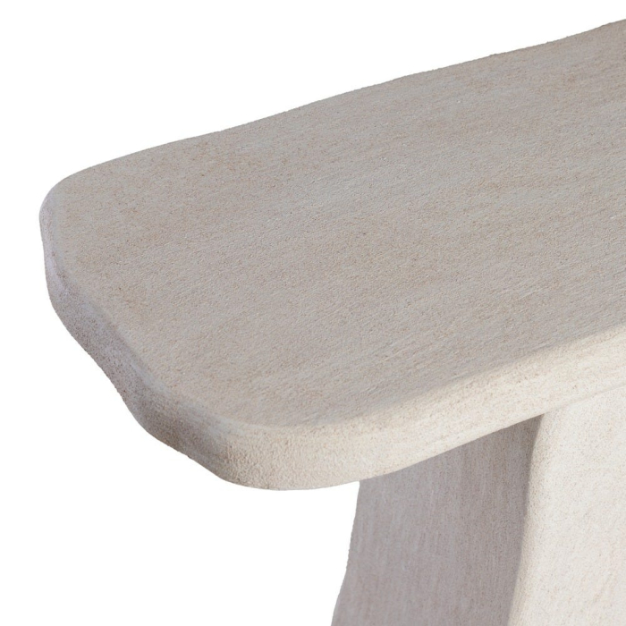 Consolă albă din MDF cu formă sculpturală Wilma – vedere frontală, bază decupată, blat subțire. [3]