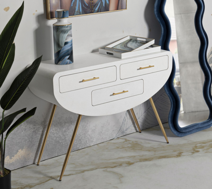 Consola alba cu sertare aurii | Mobilier glamour CreativDeco [9]