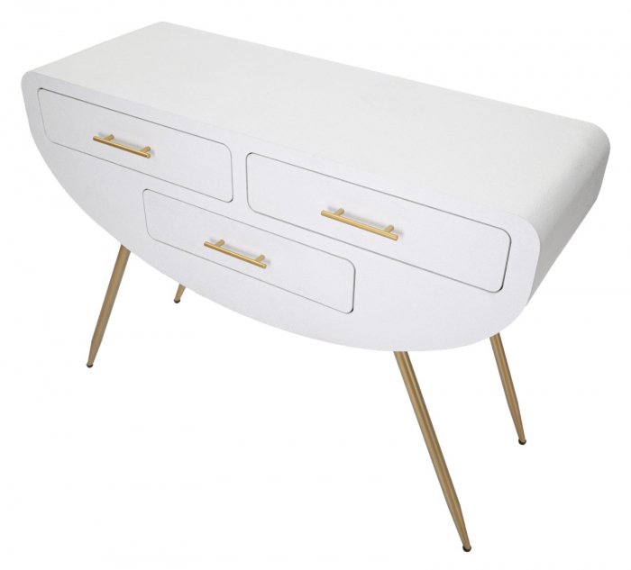 Consola alba cu sertare aurii | Mobilier glamour CreativDeco [4]