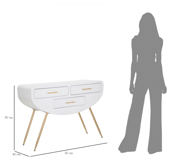 Consola alba cu sertare aurii | Mobilier glamour CreativDeco [10]
