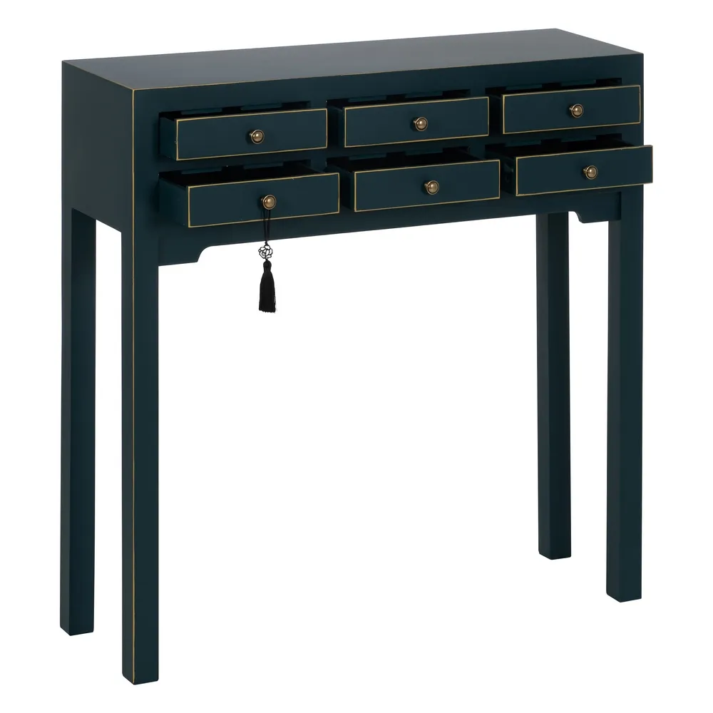 Consola design oriental albastru-verzui cu 6 sertare | Mobila living [3]