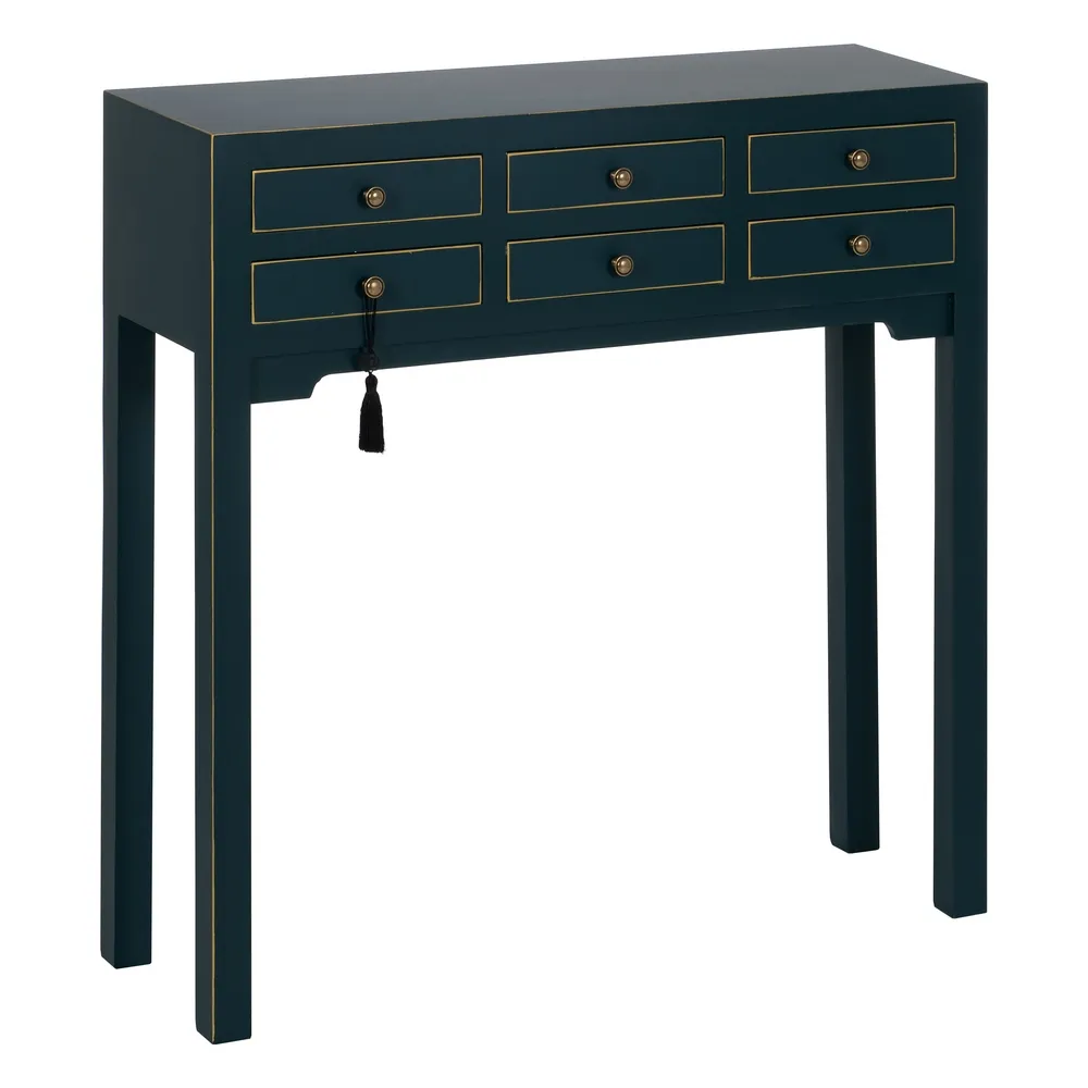 Consola design oriental albastru-verzui cu 6 sertare | Mobila living [2]