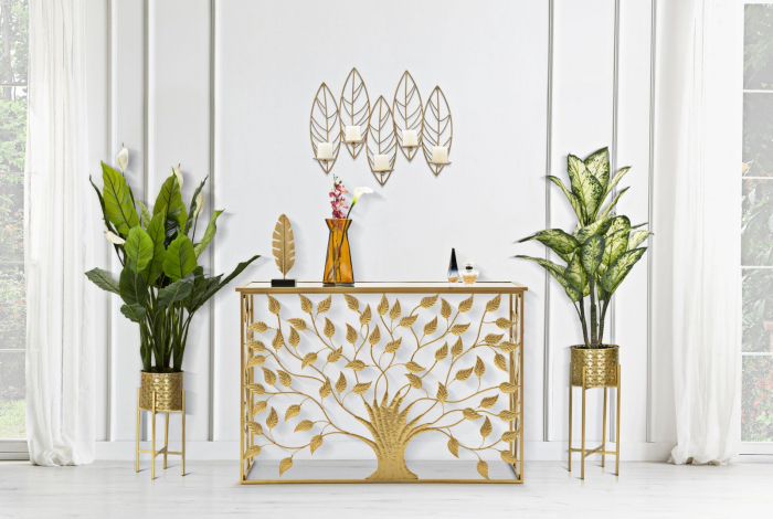 Consola Albero, fier/oglinda, auriu [3]