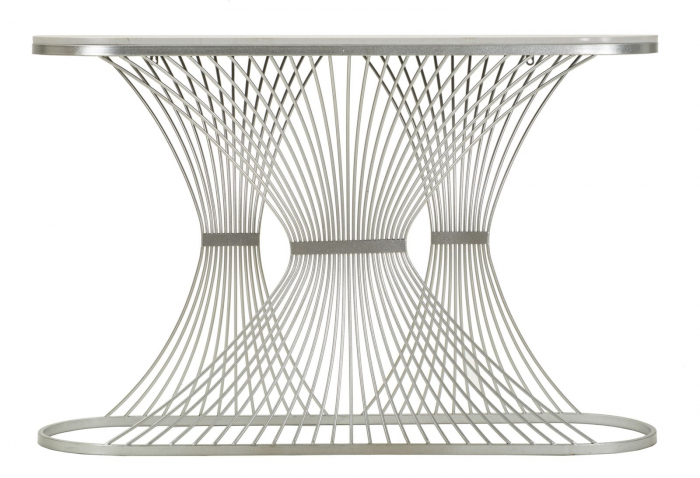 Consola argintie cu blat marmura | Mobilier hol CreativDeco [5]