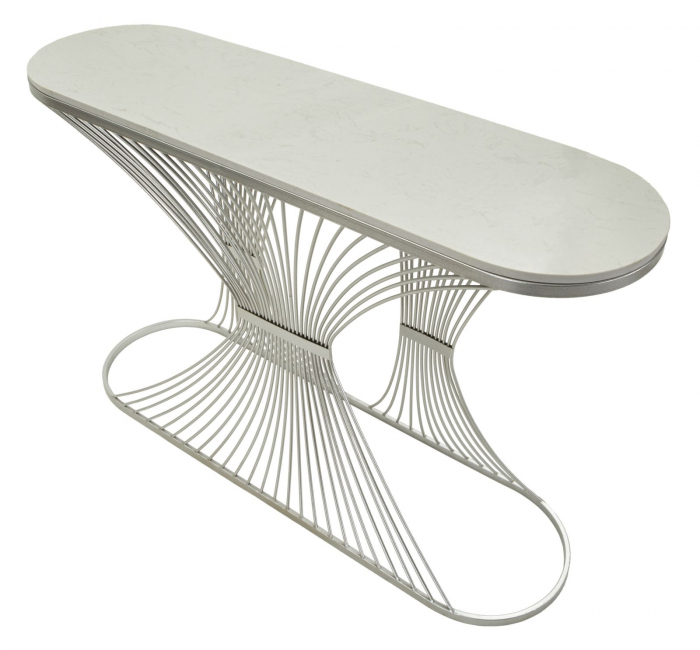 Consola argintie cu blat marmura | Mobilier hol CreativDeco [7]