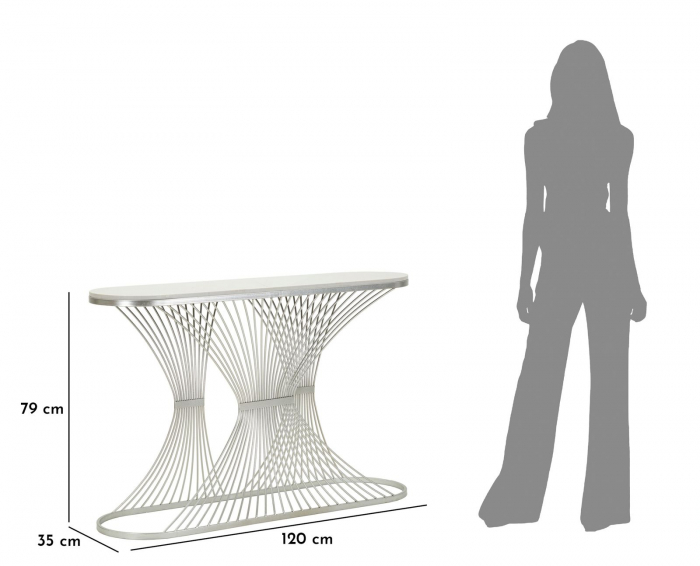 Consola argintie cu blat marmura | Mobilier hol CreativDeco [8]