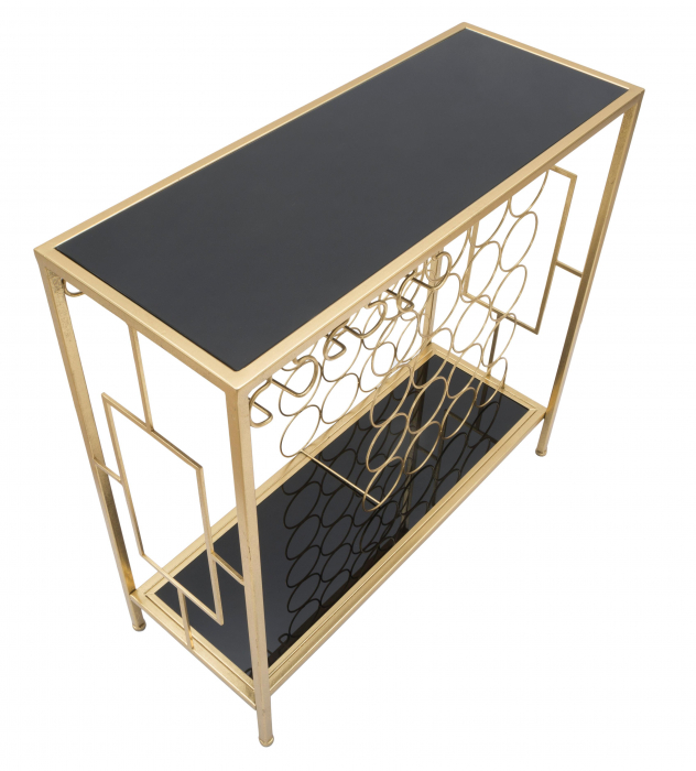 Bar consola auriu sticla neagra Glam | creativdeco [4]