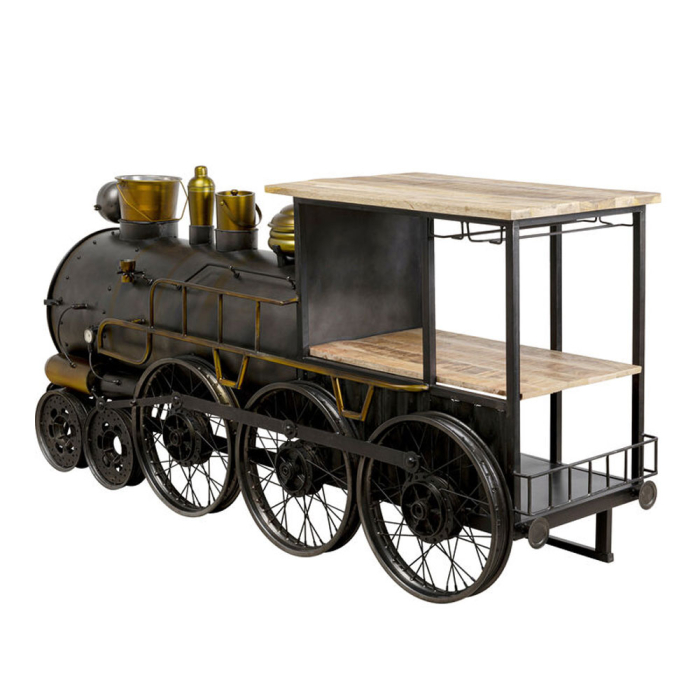 Consolă bar din metal în formă de locomotivă cu suport pentru pahare [6]
