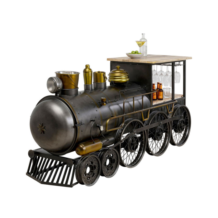 Consolă bar din metal în formă de locomotivă cu suport pentru pahare [3]