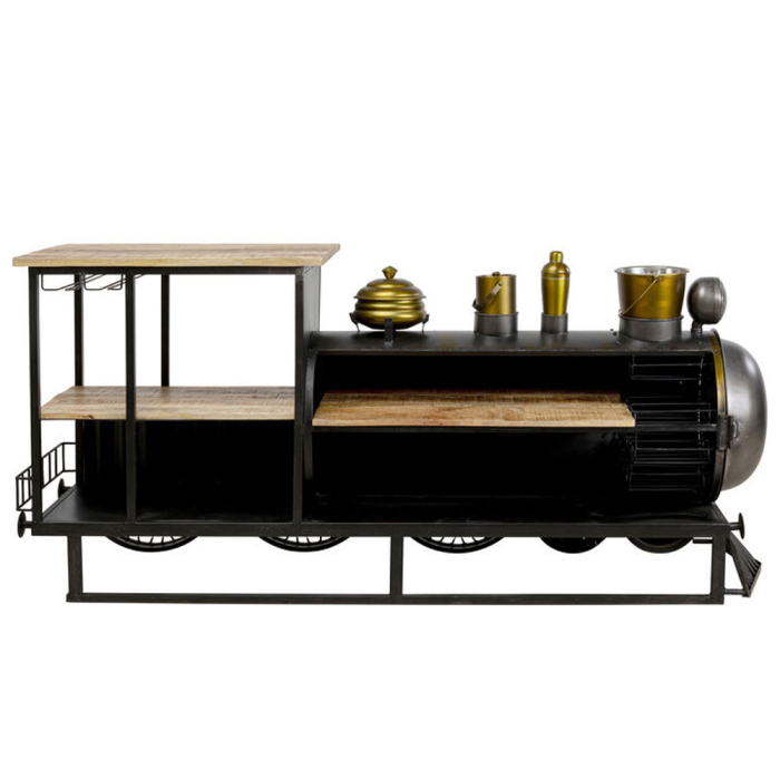 Consolă bar din metal în formă de locomotivă cu suport pentru pahare [4]