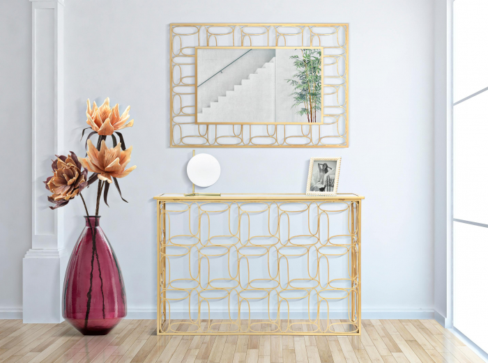 Consola Bubbles, fier/oglinda, auriu [2]