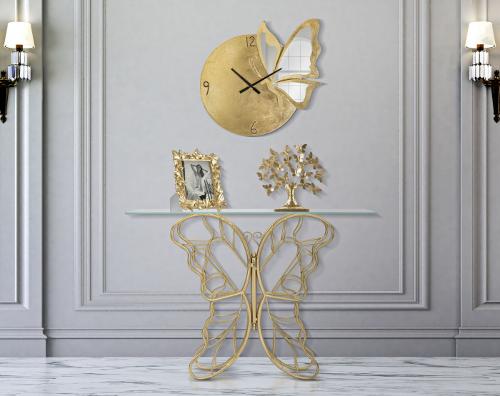 Consola Butterfly, metal/sticla, auriu [2]