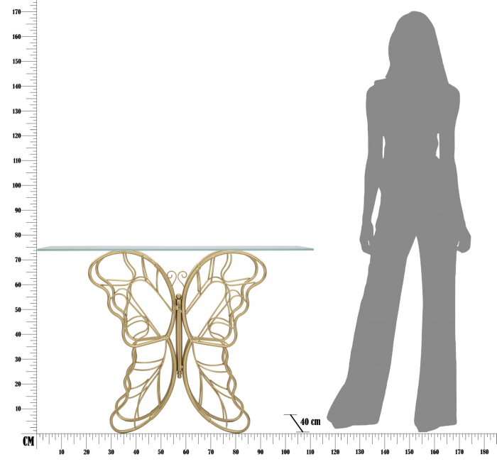 Consola Butterfly, metal/sticla, auriu [9]