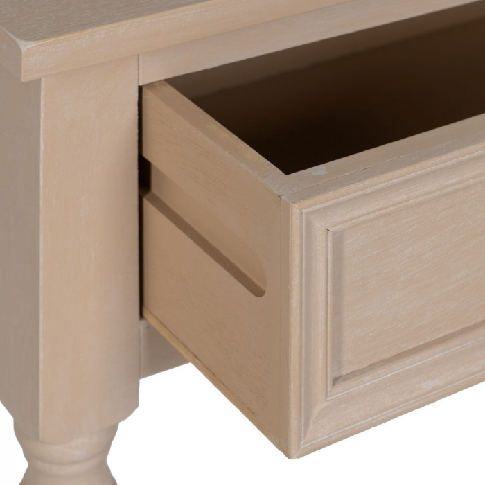 Consolă Ixia cu 2 sertare și raft – finisaj crem mat, structură pin și MDF – vedere frontală [6]