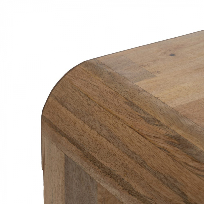 Consolă Ixia din lemn masiv mango – cu colțuri rotunjite și sertar sculptat – vedere frontală [4]