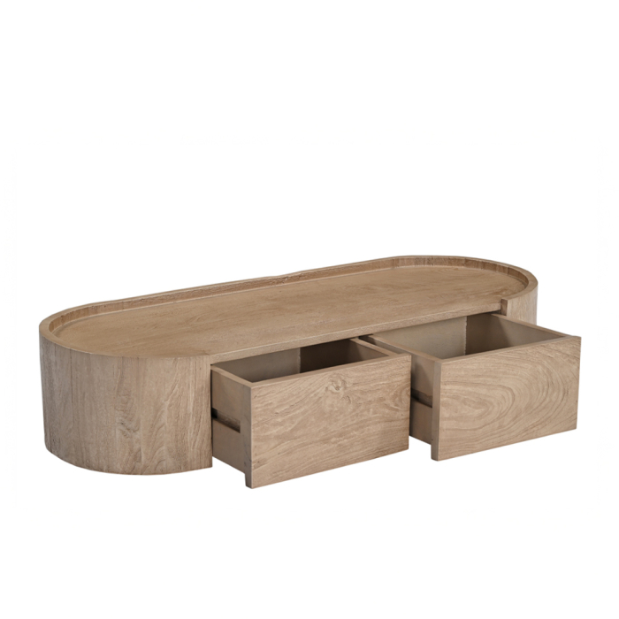 Consolă cu 2 sertare din lemn de mango bej cu design minimalist [4]