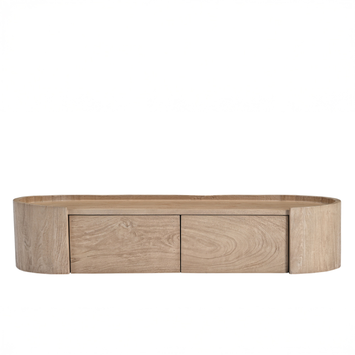 Consolă cu 2 sertare din lemn de mango bej cu design minimalist [2]