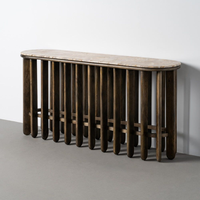 Consola lunga din lemn de mango cu blat din marmura naturala 160 cm [2]