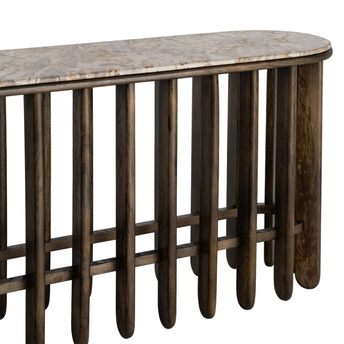 Consola lunga din lemn de mango cu blat din marmura naturala 160 cm [4]