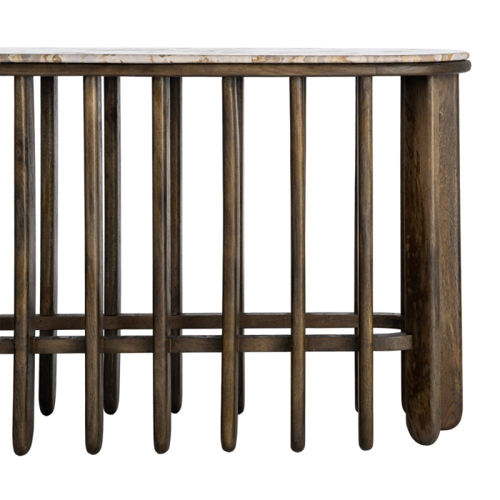 Consola lunga din lemn de mango cu blat din marmura naturala 160 cm [9]