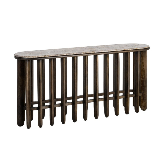 Consola lunga din lemn de mango cu blat din marmura naturala 160 cm [3]