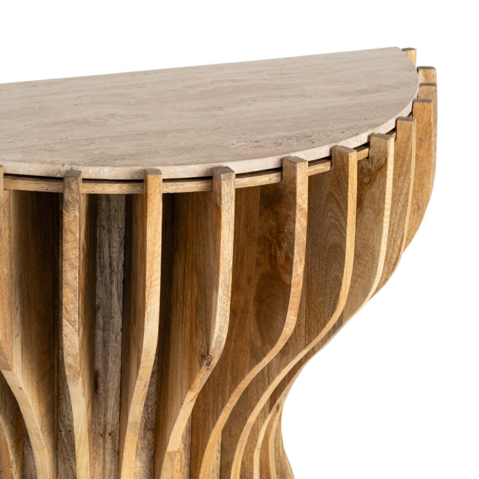 Consola din lemn de mango cu blat din marmura naturala 92 cm [7]
