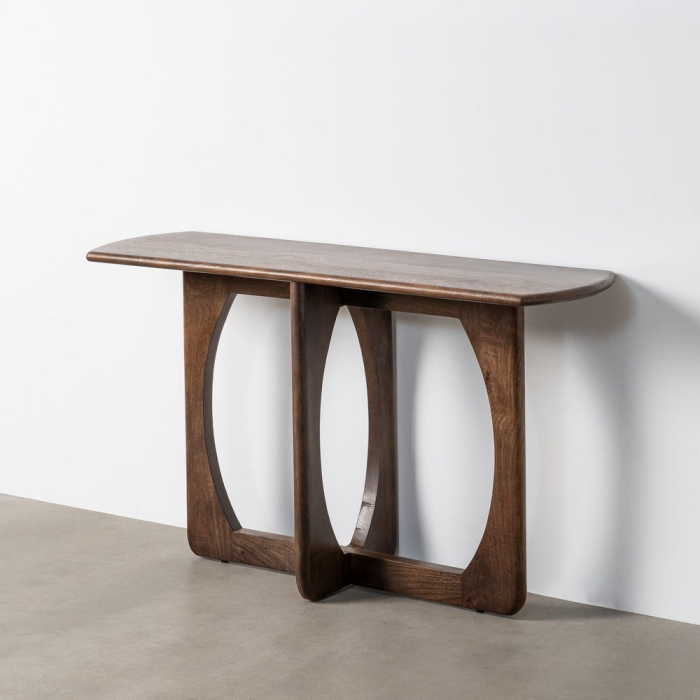 Consolă din lemn de mango cu blat drept și bază decorativă [9]