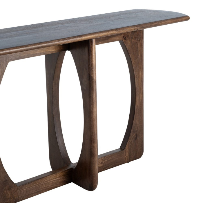 Consolă din lemn de mango cu blat drept și bază decorativă [3]