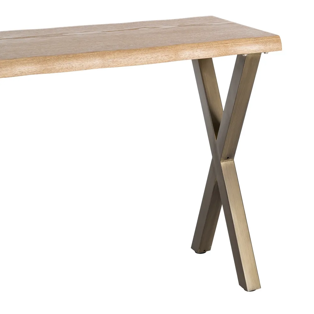 Consolă cu blat cu aspect de lemn si picioare metalice in forma de X [4]