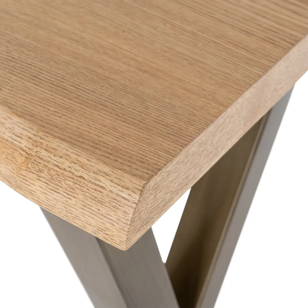 Consolă cu blat cu aspect de lemn si picioare metalice in forma de X [6]