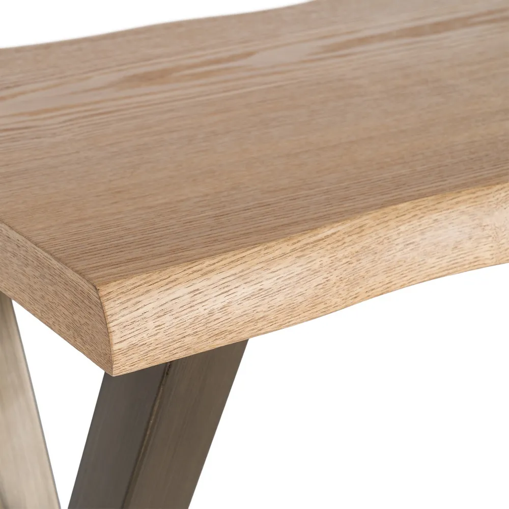 Consolă cu blat cu aspect de lemn si picioare metalice in forma de X [3]