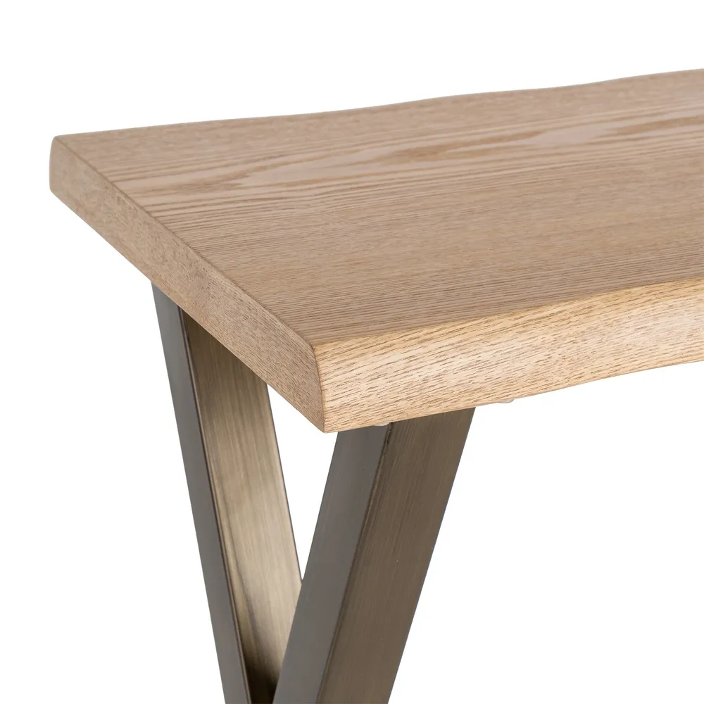 Consolă cu blat cu aspect de lemn si picioare metalice in forma de X [5]