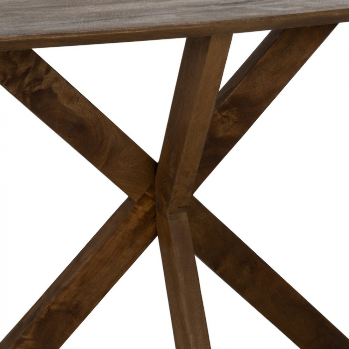 Consolă mango natural Ixia – picioare X, design modern din lemn masiv – vedere laterală [6]