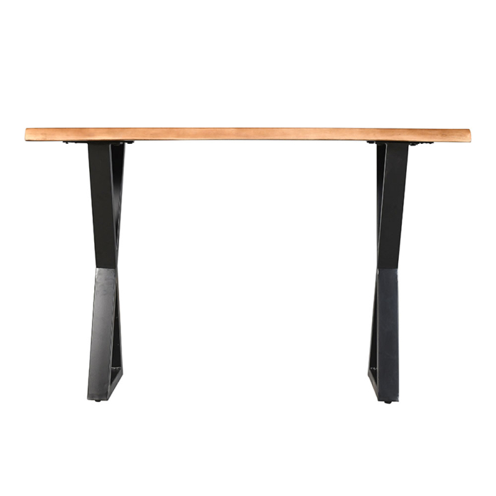 Consolă din lemn de acacia maro cu picioare metalice negre în X [4]