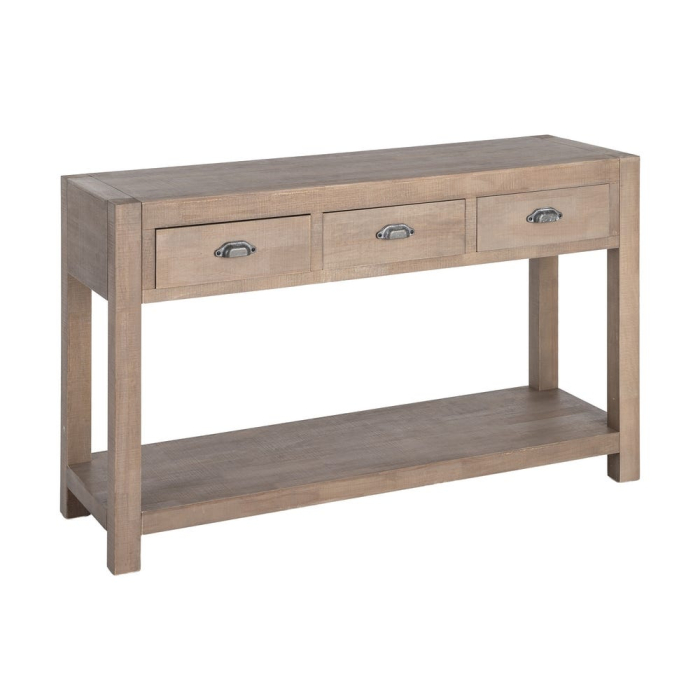 Consolă din lemn de pin cu aspect natural cu trei sertare si polita inferioara [3]