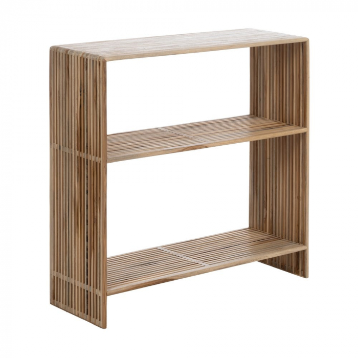 Consolă tec reciclat cu rafturi aerisite și lamele verticale [2]