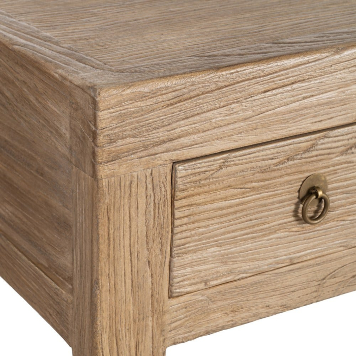 Consola din lemn de ulm reciclat cu sertare design arhitectural wabi-sabi [7]